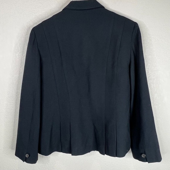 Diane Von Furstenberg Blazer Jacket Black Button Front Notch Lapel Crepe Career - Picture 10 of 15